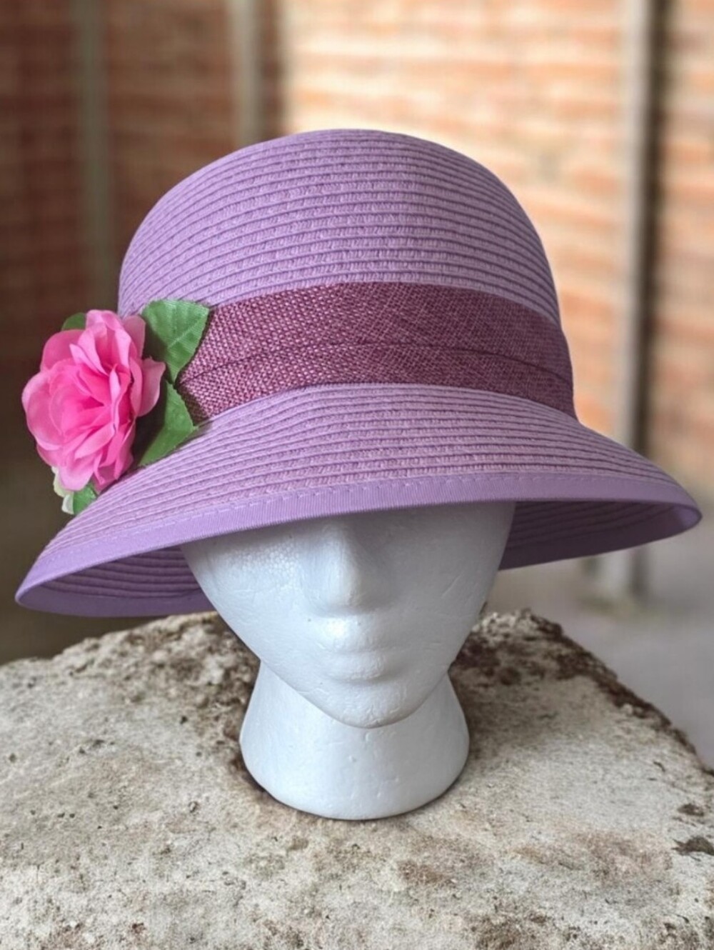 Cloche Hat Straw Sun Hat Flower Tea Party Hat